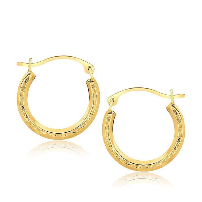 10k Yellow Gold Fancy Hoop Earrings Earrings Angelucci Jewelry