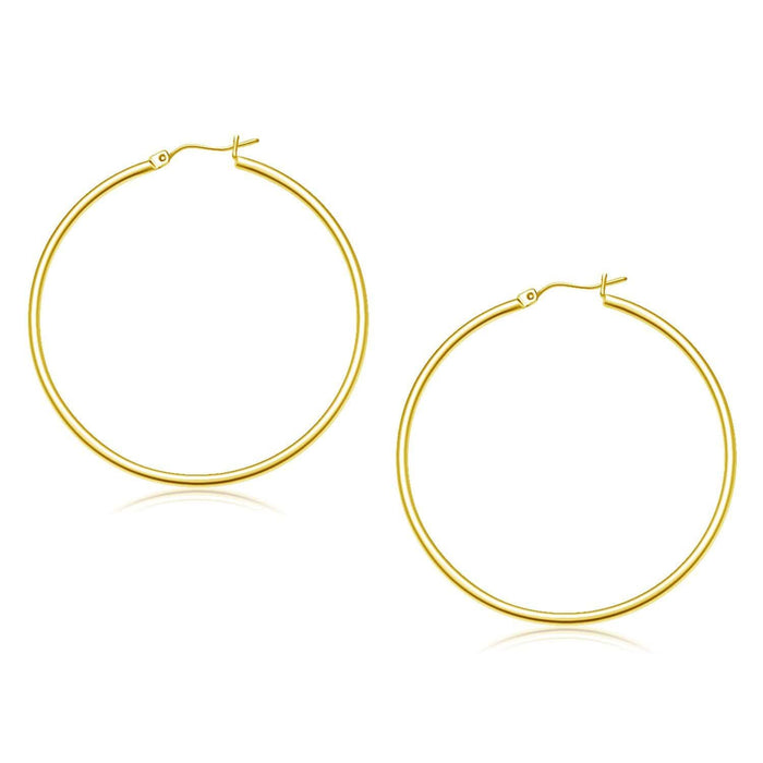 10k Yellow Gold Polished Hoop Earrings (45 mm) Earrings Angelucci Jewelry