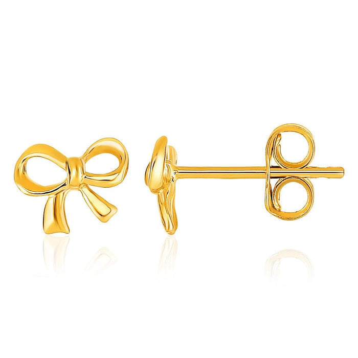 14k Yellow Gold Bow Style Post Earrings Earrings Angelucci Jewelry