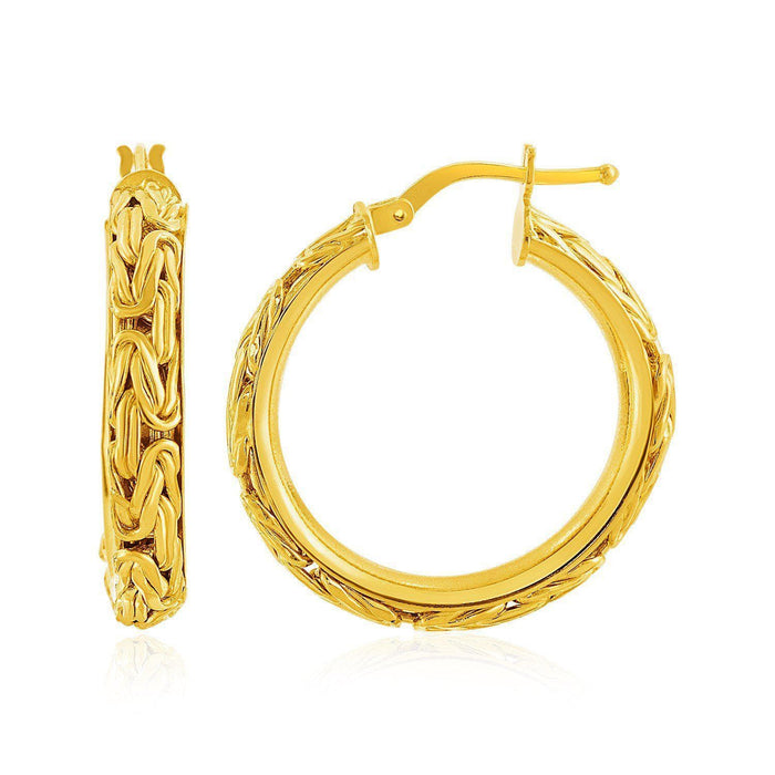 14k Yellow Gold Byzantine Hoop Post Earrings Earrings Angelucci Jewelry