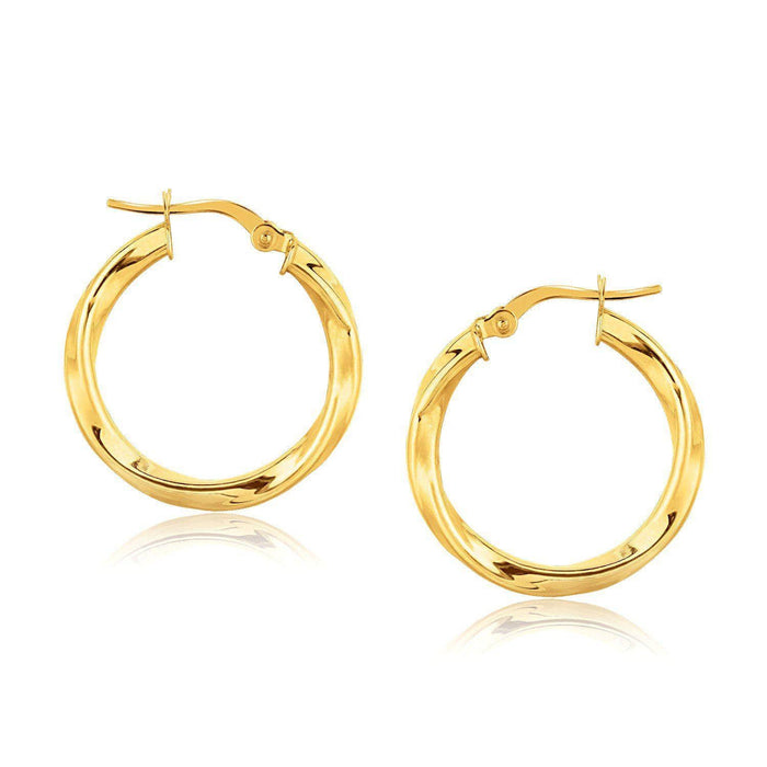 14k Yellow Gold Classic Twist Hoop Earrings (7/8 inch Diameter) Earrings Angelucci Jewelry