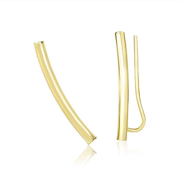 14k Yellow Gold Curved Tube Polished Earrings Earrings Angelucci Jewelry