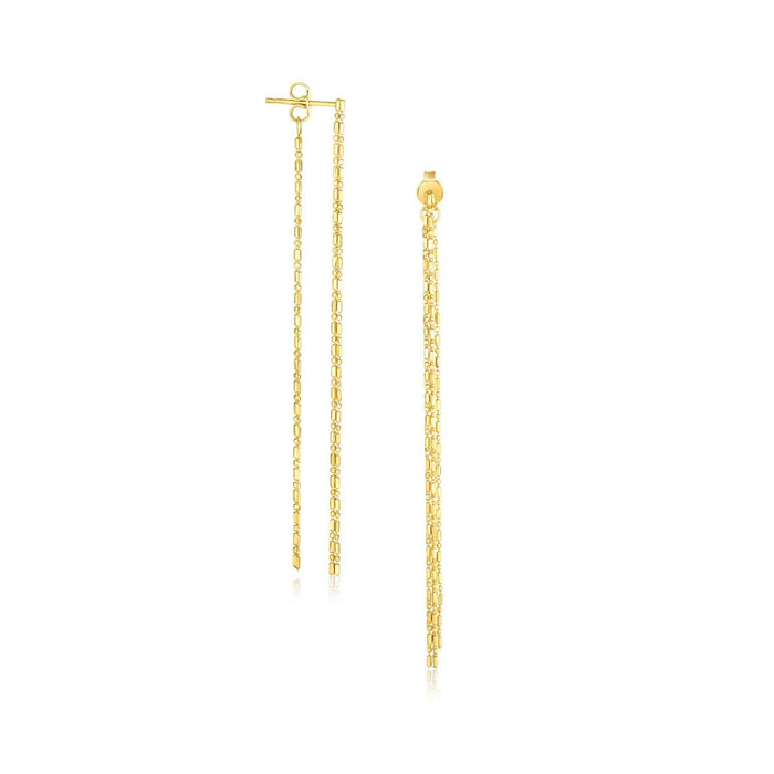 14k Yellow Gold Double Chain Strand Drop Earrings Earrings Angelucci Jewelry