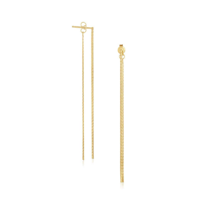 14k Yellow Gold Double Chain Style Drop Earrings Earrings Angelucci Jewelry