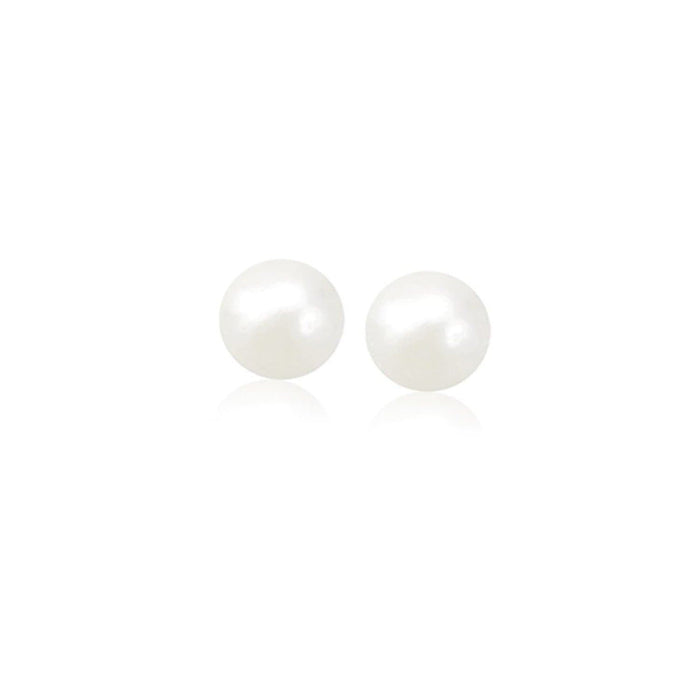 14k Yellow Gold Freshwater Cultured White Pearl Stud Earrings (6.0 mm) Earrings Angelucci Jewelry