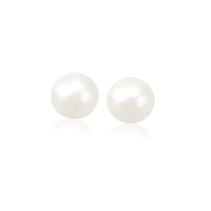 14k Yellow Gold Freshwater Cultured White Pearl Stud Earrings (8.0 mm) Earrings Angelucci Jewelry