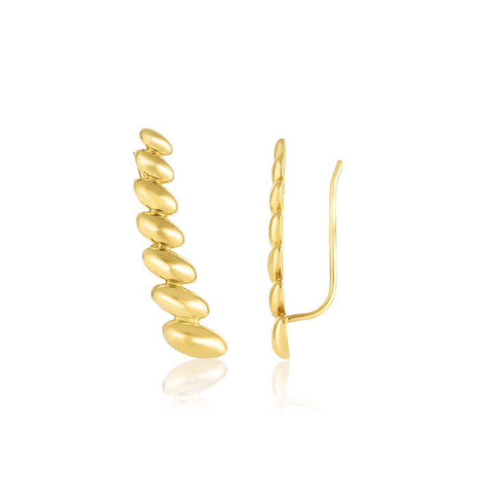 14k Yellow Gold Graduated Oval Climber Stud Earrings Earrings Angelucci Jewelry