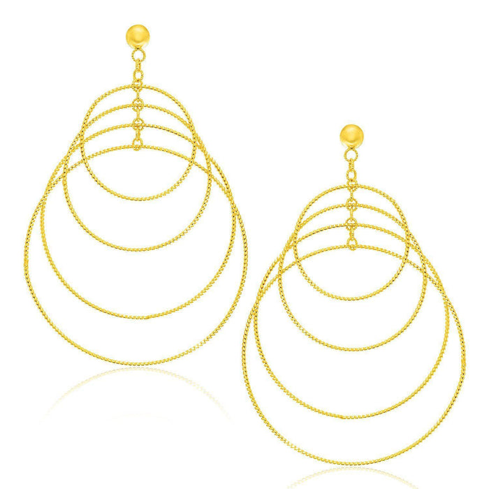 14k Yellow Gold Graduated Textured Circle Earrings Earrings Angelucci Jewelry