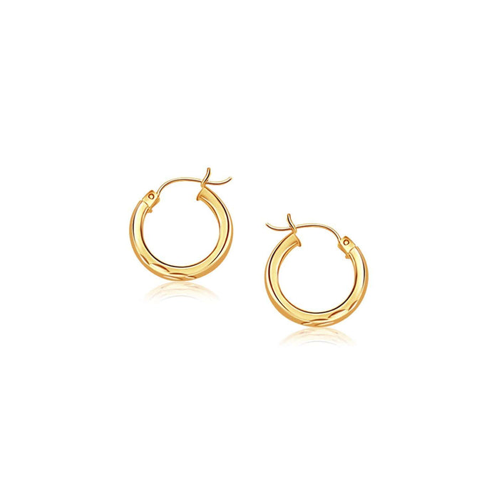 14k Yellow Gold Hoop Earring with Diamond-Cut Finish (20mm Diameter) Earrings Angelucci Jewelry