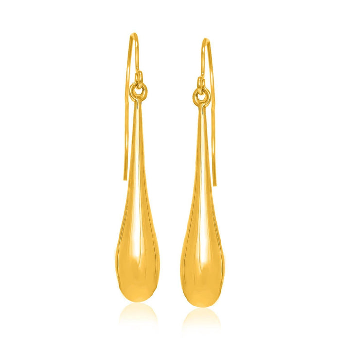 14k Yellow Gold Long Polished Teardrop Dangling Earrings Earrings Angelucci Jewelry
