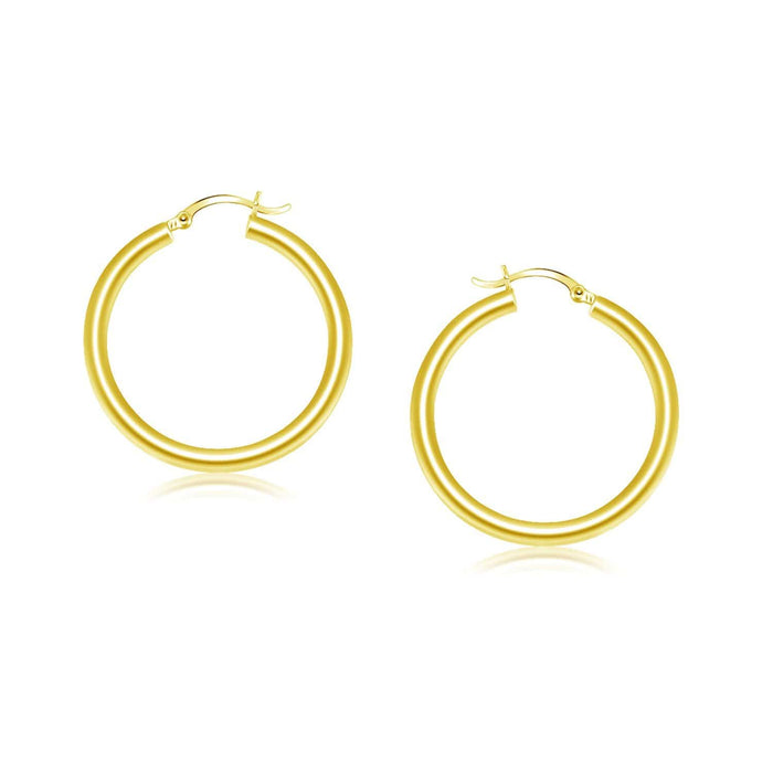 14k Yellow Gold Polished Hoop Earrings (25 mm) Earrings Angelucci Jewelry