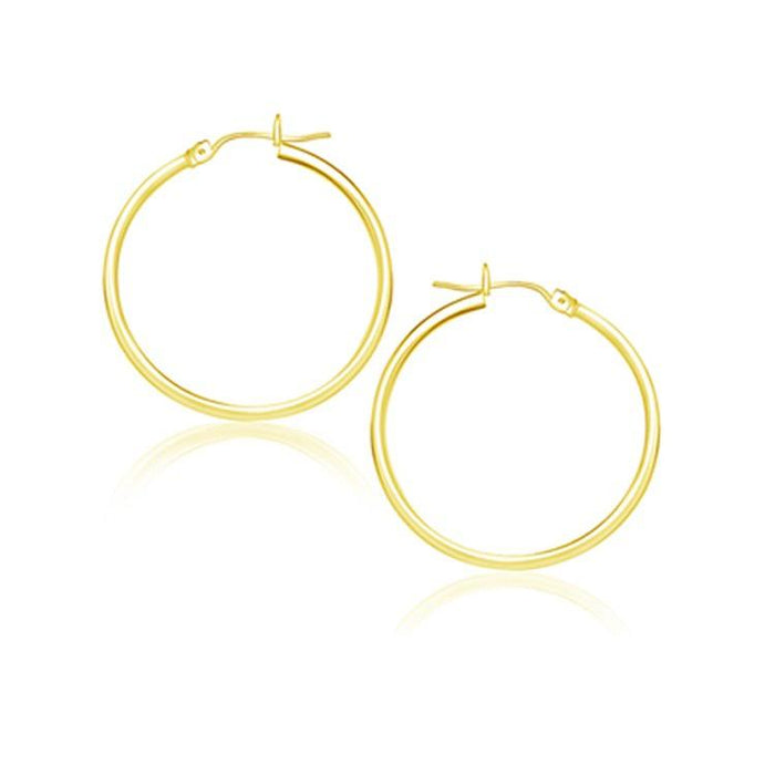 14k Yellow Gold Polished Hoop Earrings (25 mm) Earrings Angelucci Jewelry