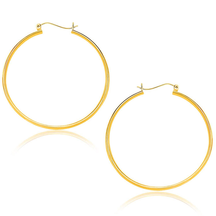14k Yellow Gold Polished Hoop Earrings (40mm) Earrings Angelucci Jewelry