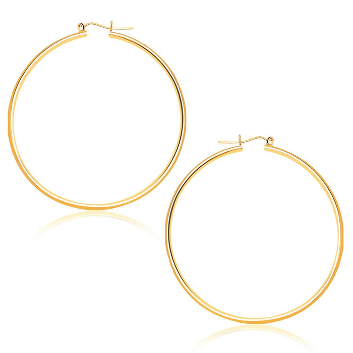14k Yellow Gold Polished Hoop Earrings (45 mm) Earrings Angelucci Jewelry