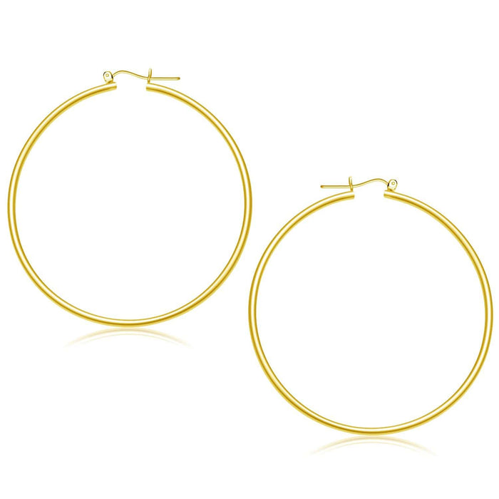 14k Yellow Gold Polished Hoop Earrings (55 mm) Earrings Angelucci Jewelry