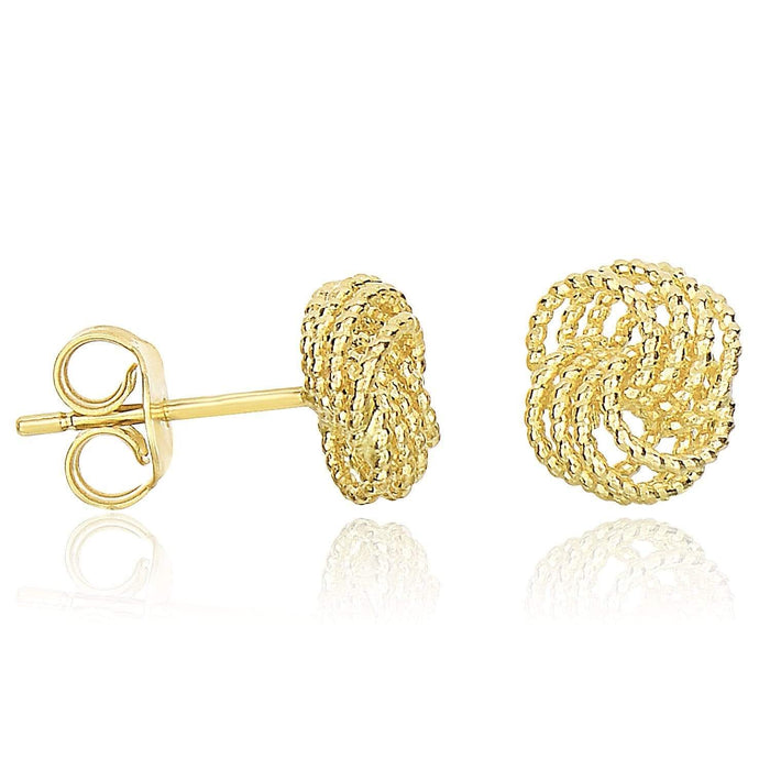 14k Yellow Gold Textured Finish Love Knot Style Earrings Earrings Angelucci Jewelry