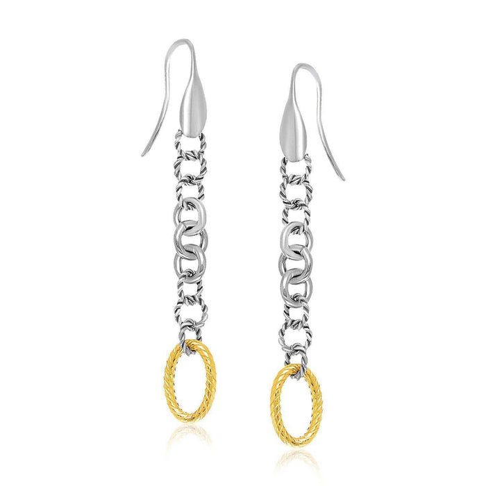 18k Yellow Gold & Sterling Silver Multi-Shape Cable Inspired Dangling Earrings Earrings Angelucci Jewelry