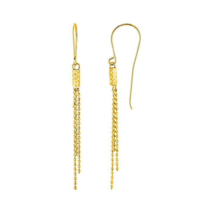Earrings with Fine Chain Dangles in 10k Yellow Gold Earrings Angelucci Jewelry