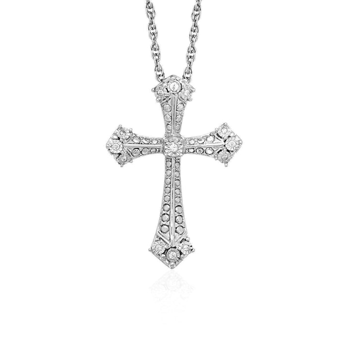 Gothic Cross Pendant with Diamonds in Sterling Silver Pendants Angelucci Jewelry