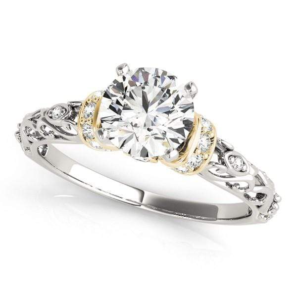14k White And Yellow Gold Antique Style Diamond Engagement Ring (1 1/8 cttw) Rings Angelucci Jewelry