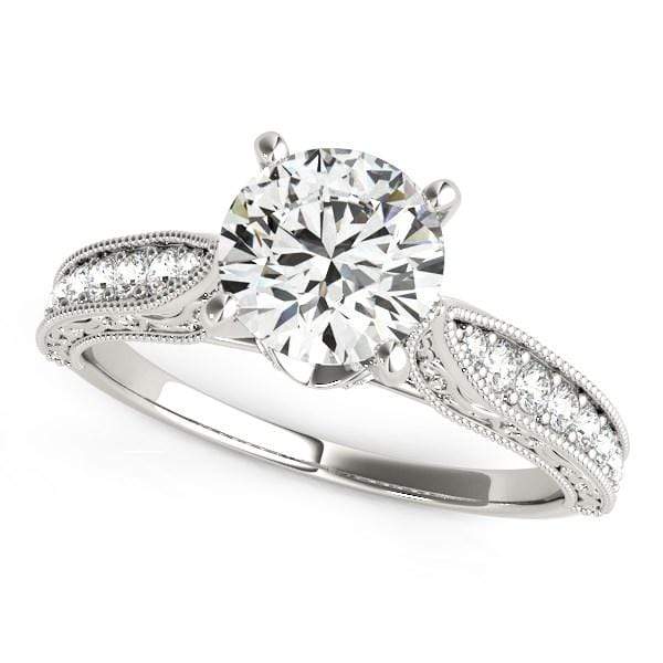 14k White Gold Antique Design Diamond Engagement Ring (1 5/8 cttw) Rings Angelucci Jewelry
