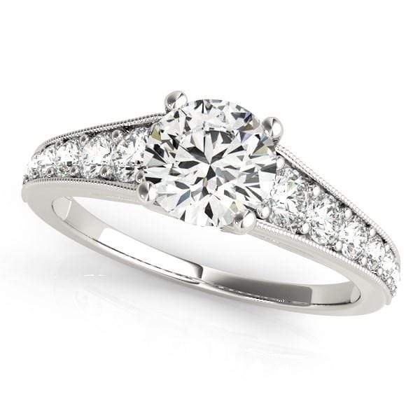 14k White Gold Antique Tapered Shank Diamond Engagement Ring (1 3/8 cttw) Rings Angelucci Jewelry