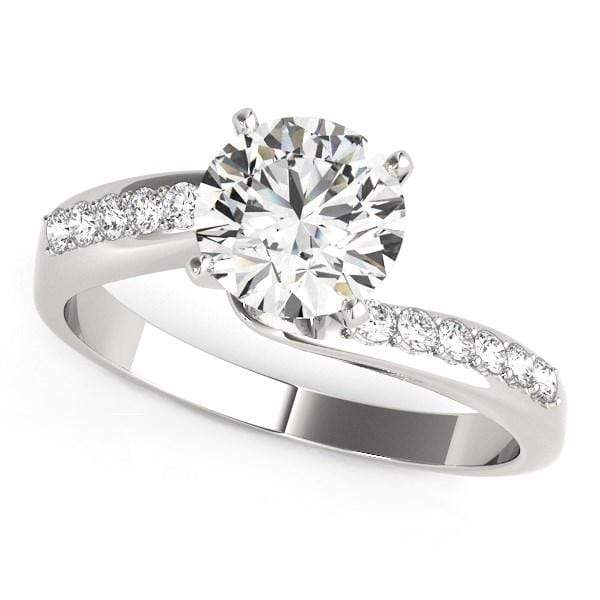 14k White Gold Bypass Round Pronged Diamond Engagement Ring (1 5/8 cttw) Rings Angelucci Jewelry