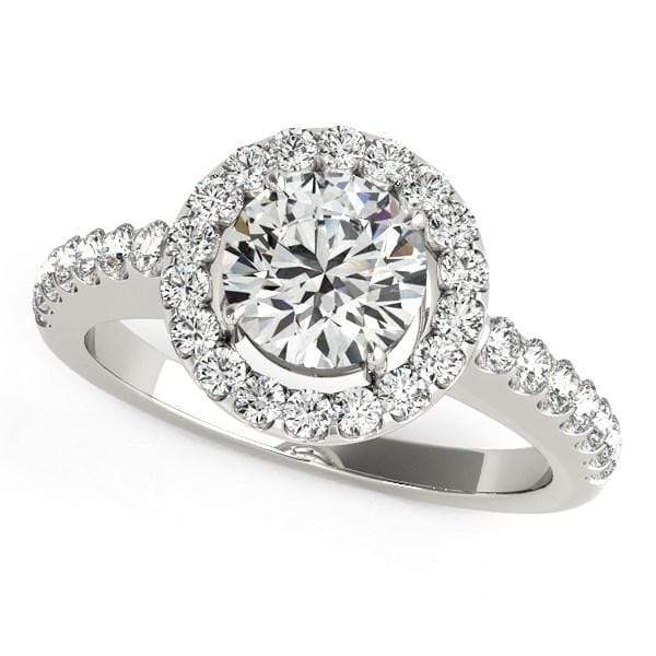 14k White Gold Classic with Pave Halo Diamond Engagement Ring (1 1/2 cttw) Rings Angelucci Jewelry
