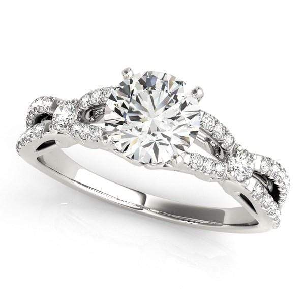 14k White Gold Diamond Engagement Ring with Multirow Split Shank (1 1/4 cttw) Rings Angelucci Jewelry