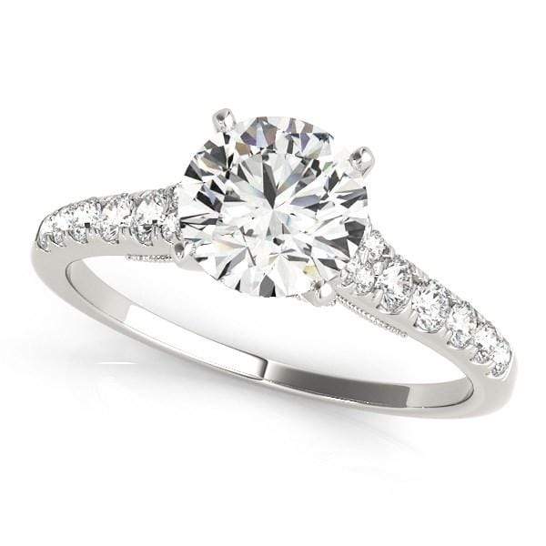 14k White Gold Diamond Engagement Ring With Single Row Band (1 3/4 cttw) Rings Angelucci Jewelry