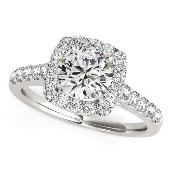 Square Shape Halo Diamond Engagement Ring in 14k White Gold (1 1/2 cttw) Rings Angelucci Jewelry