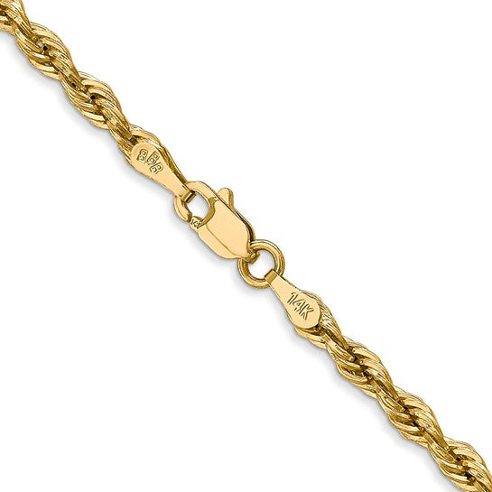 14-Karat 3.0mm Semi-Solid Rope Chain - 24"