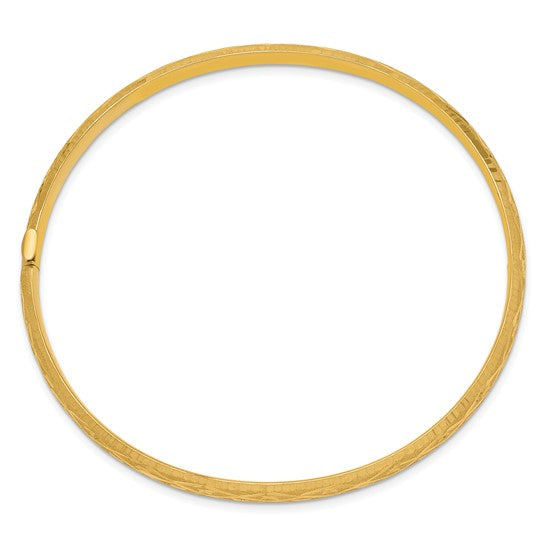 14karat 3/16 Diamond-cut Fancy Hinged Bangle Bracelet