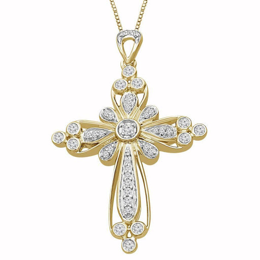 LADIES PENDANT 1/4 CT ROUND DIAMOND 10K YELLOW GOLD