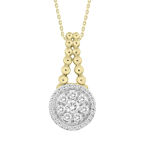 LADIES PENDANT 1/4 CT ROUND DIAMOND 14K YELLOW GOLD