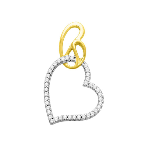 LADIES PENDANT 1/4 CT ROUND DIAMOND TT SILVER