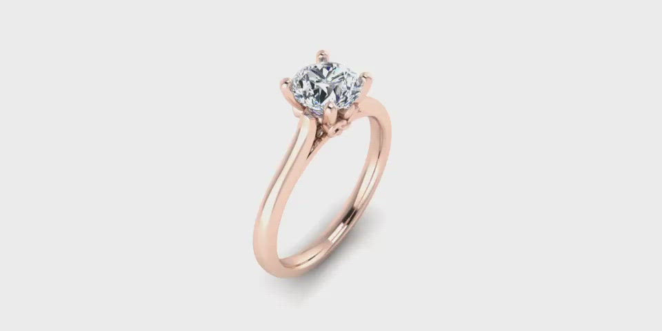 One Carat Round Solitaire Diamond Engagement Ring in 14 Karat Gold-Angelucci-Jewelry