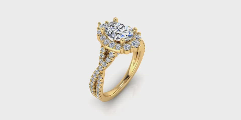 Art Deco Oval Infinity Diamond Engagement Ring-Angelucci-Jewelry