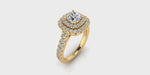 Round Shape 14-Karat Double Halo Diamond Engagement Ring with Large Side Diamonds-Angelucci-Jewelry