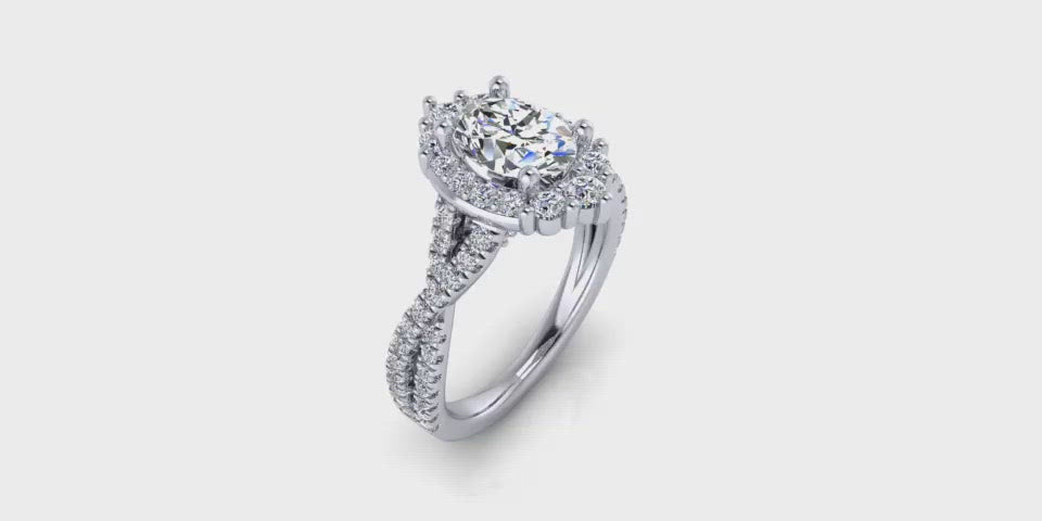 Art Deco Oval Infinity Diamond Engagement Ring-Angelucci-Jewelry