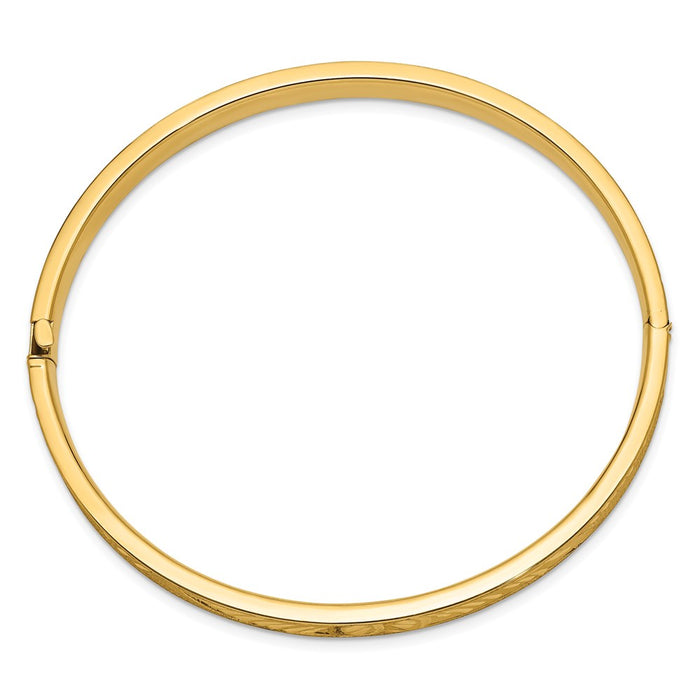 14k 4/16 Oversize Diamond-cut Concave Hinged Bangle Bracelet