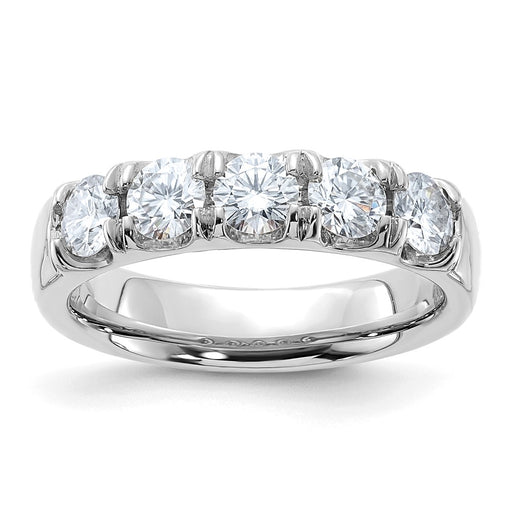 14kw 1ct. 5 Stone D E F Pure Light Moissanite Band