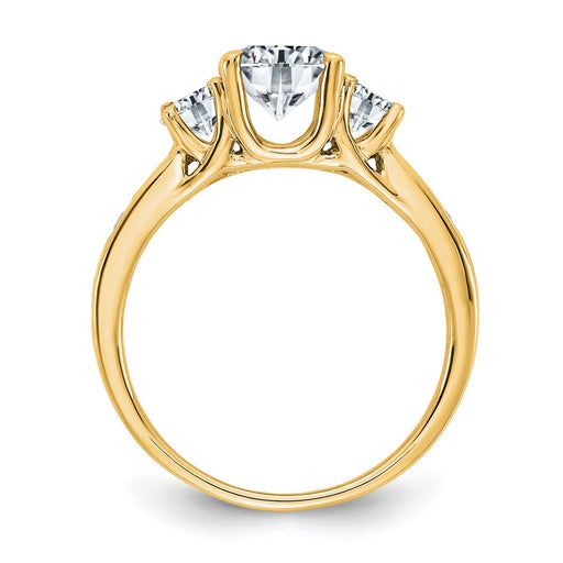 14ky 1.50ct. Three Stone with Side Stones D E F Pure Light Moissanite Ring