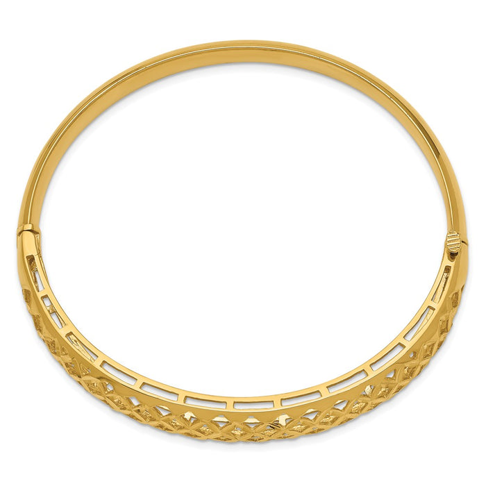 14k 6.25-12.5mm Graduated Fancy Weave Hinged Bangle Bracelet