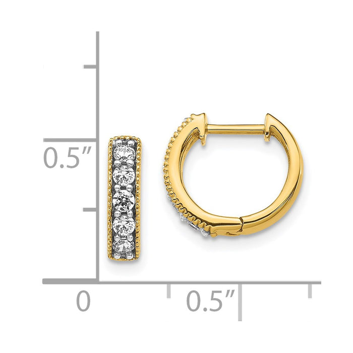 14k Diamond Milgrain Hinged Hoop Earrings