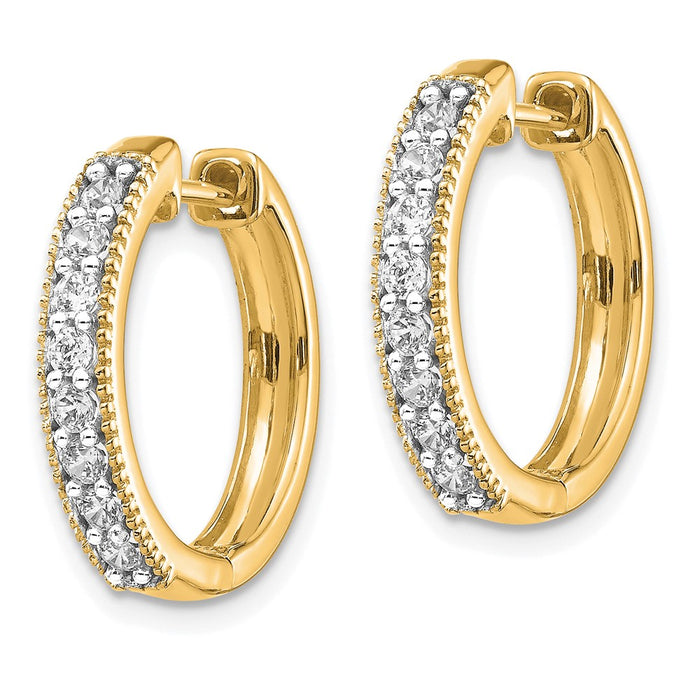 14k Diamond Milgrain Hinged Hoop Earrings