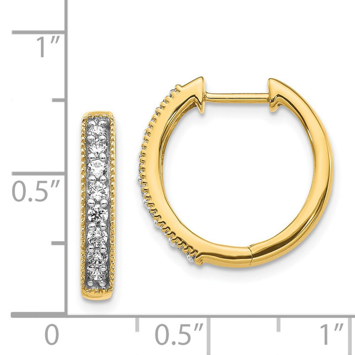 14k Diamond Milgrain Hinged Hoop Earrings