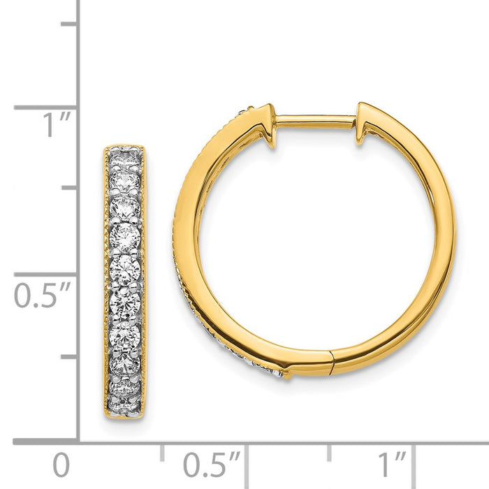 14k Diamond Milgrain Hinged Hoop Earrings