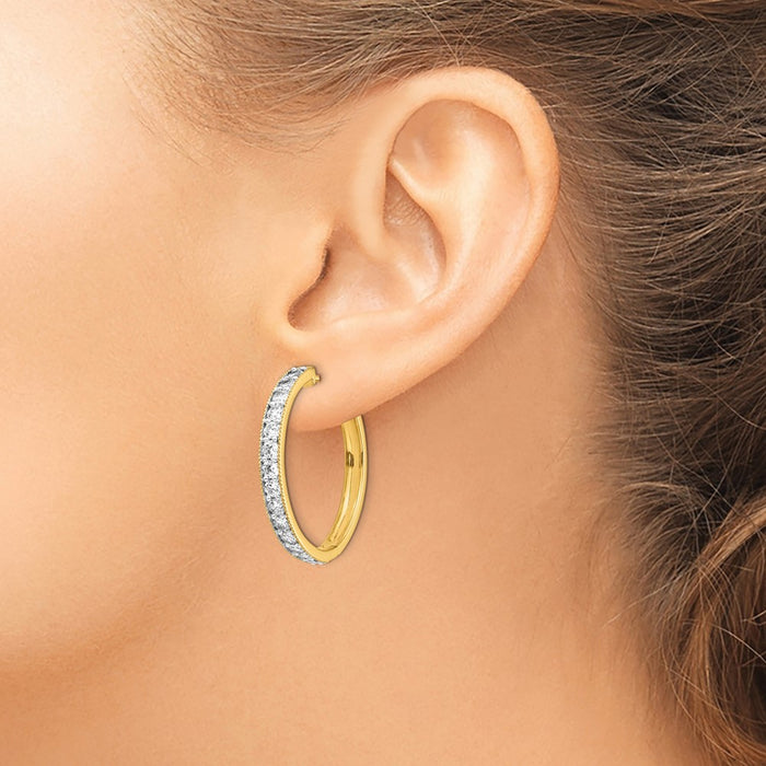 14k Diamond Milgrain Hinged Hoop Earrings