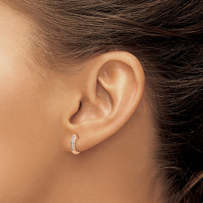 14k Diamond Hinged Hoop Earrings